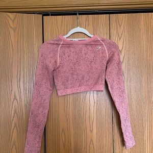 Gymshark Pink Speckled Long-Sleeve Cropped Seamless Top